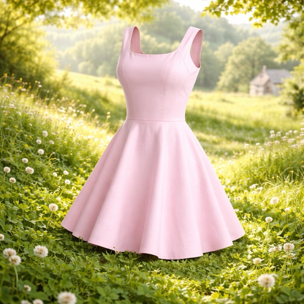 Elegant Baby Pink Mini Dress with pockets